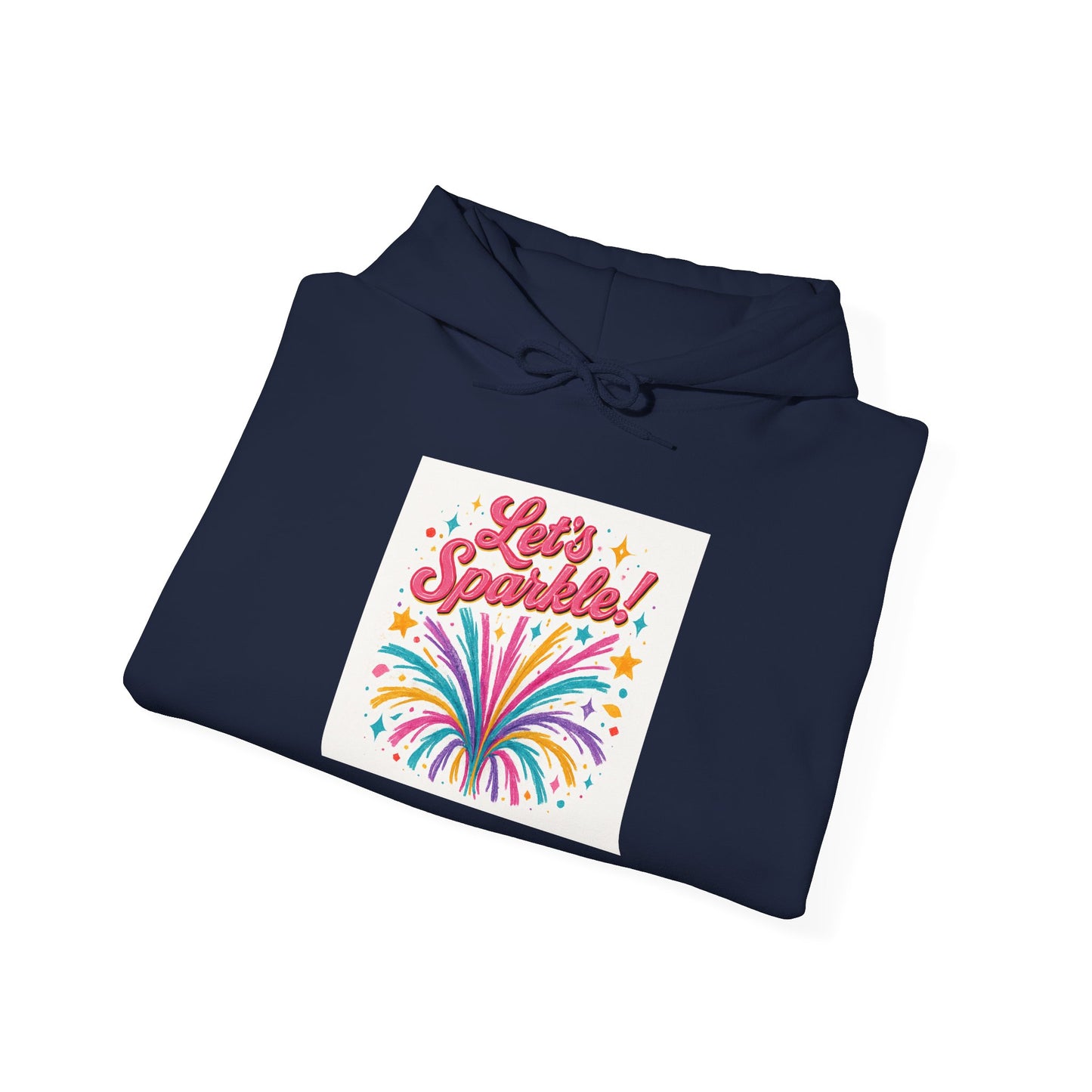 Let's Sparkle Hoodie — Colorful Firework Graphic Hooded Sweatshirt