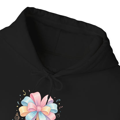Hoodie — 'Wrap Me in Joy' Pastel Ribbon Holiday Hoodie