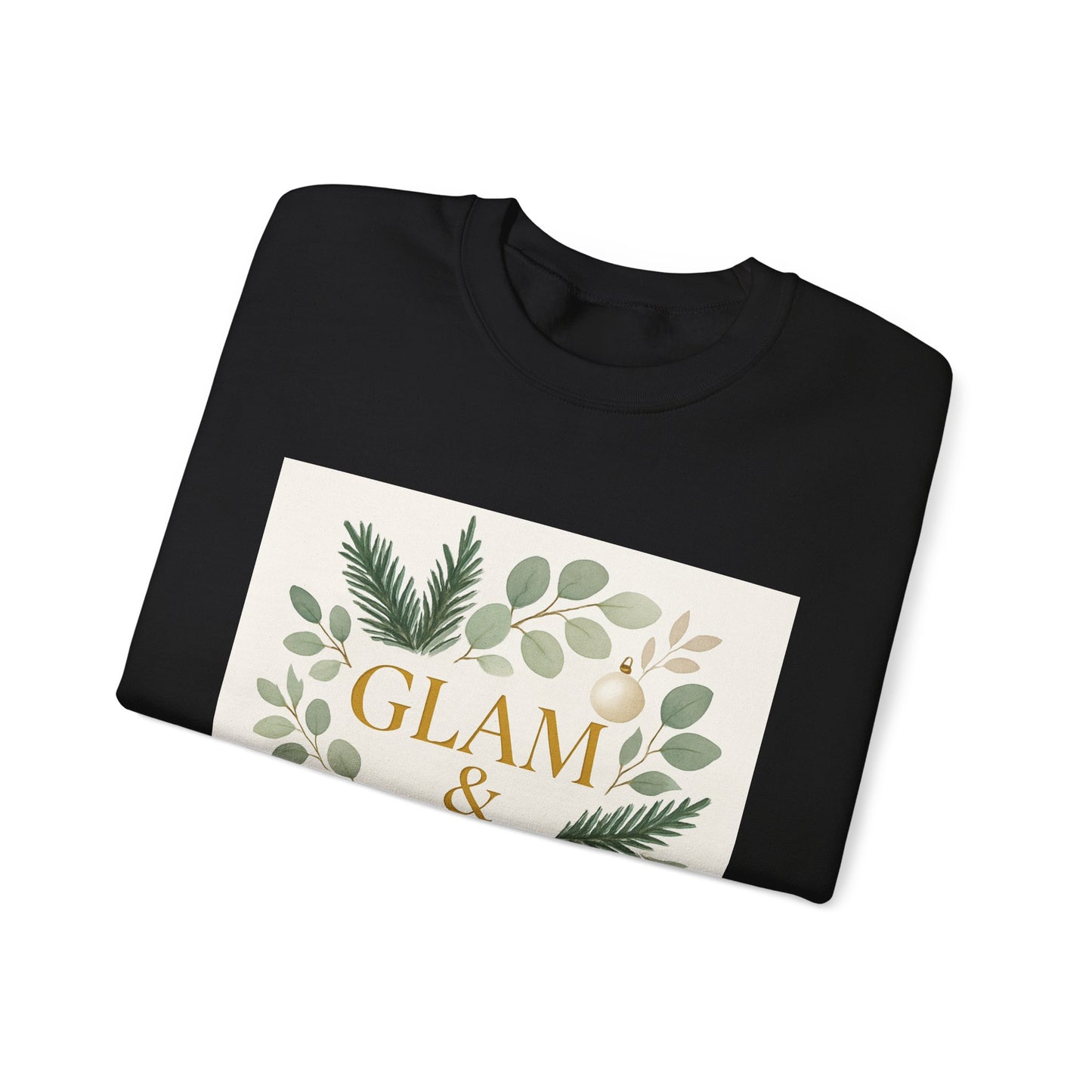 Glam & Grounded Crewneck Sweatshirt — Botanical Gold Lettering Cozy Pullover