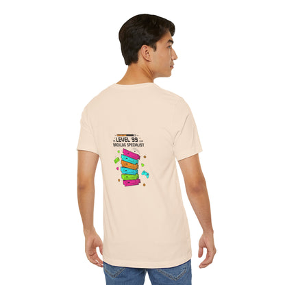 Backlog Specialist T-Shirt — Stack of Books Design