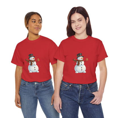 Snowman Holiday T-Shirt — Cute Snowman with Gingerbread Cookie Christmas Tee