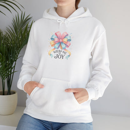 Hoodie — 'Wrap Me in Joy' Pastel Ribbon Holiday Hoodie