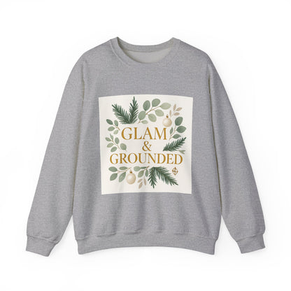 Glam & Grounded Crewneck Sweatshirt — Botanical Gold Lettering Cozy Pullover