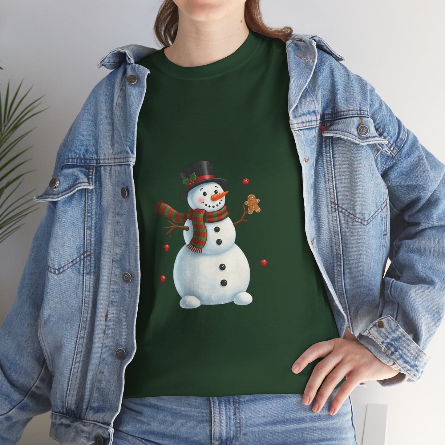 Snowman Holiday T-Shirt — Cute Snowman with Gingerbread Cookie Christmas Tee