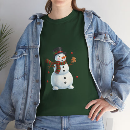 Snowman Holiday T-Shirt — Cute Snowman with Gingerbread Cookie Christmas Tee