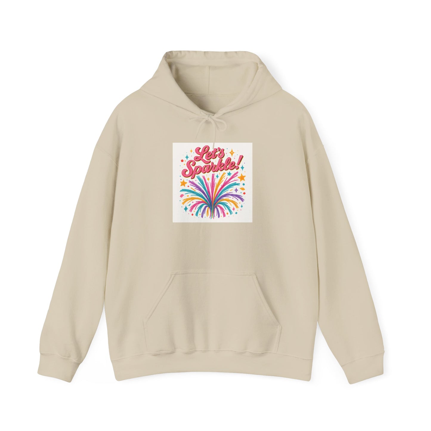Let's Sparkle Hoodie — Colorful Firework Graphic Hooded Sweatshirt