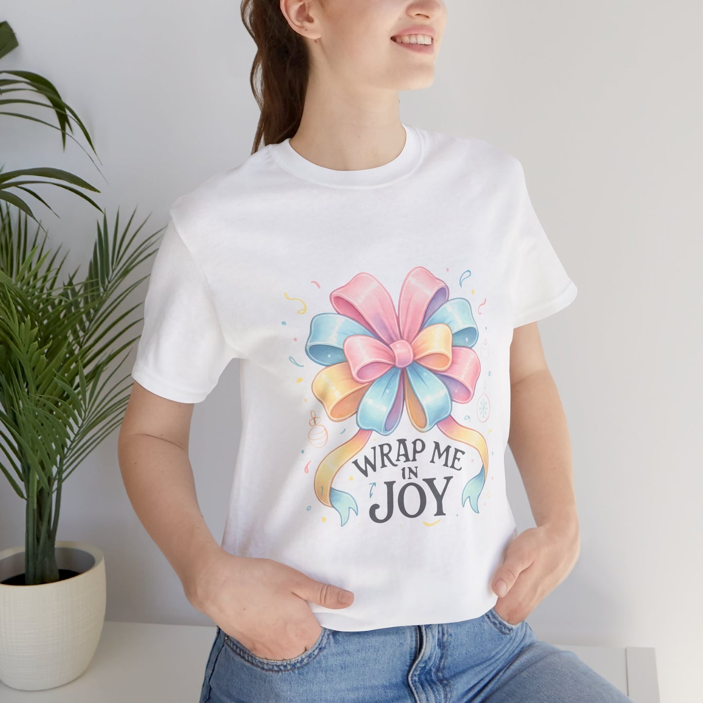 Gift Bow Tee — "Wrap Me in Joy" Holiday Graphic Shirt