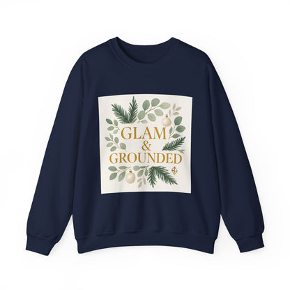 Glam & Grounded Crewneck Sweatshirt — Botanical Gold Lettering Cozy Pullover
