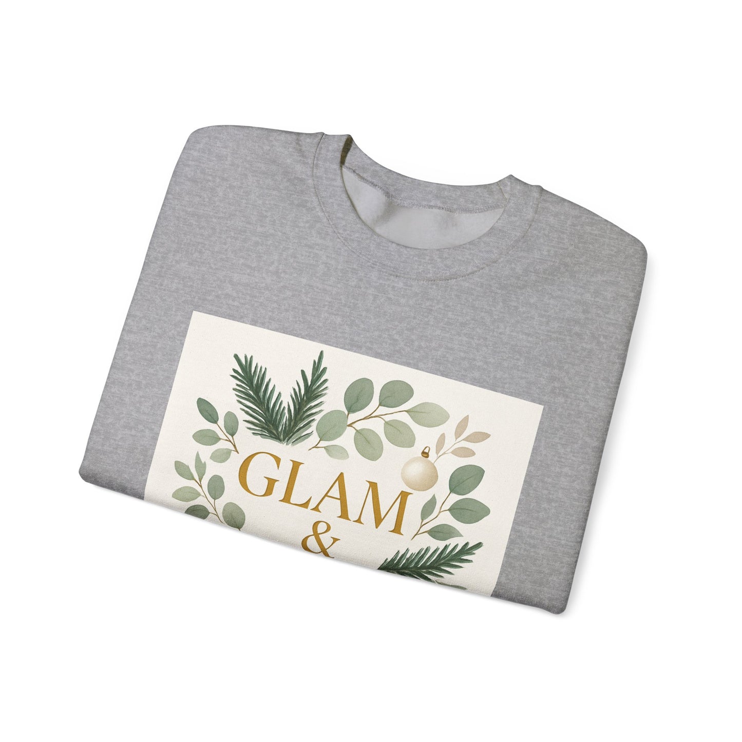 Glam & Grounded Crewneck Sweatshirt — Botanical Gold Lettering Cozy Pullover
