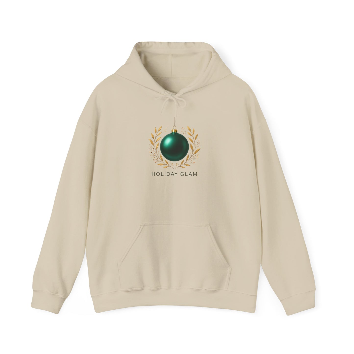 Holiday Glam Hoodie — Green Ornament Christmas Sweatshirt