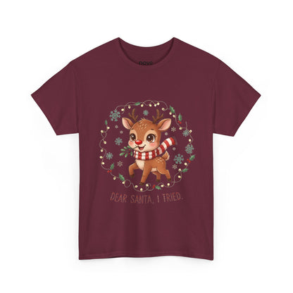 Reindeer 'Dear Santa, I Tried' Christmas T-Shirt