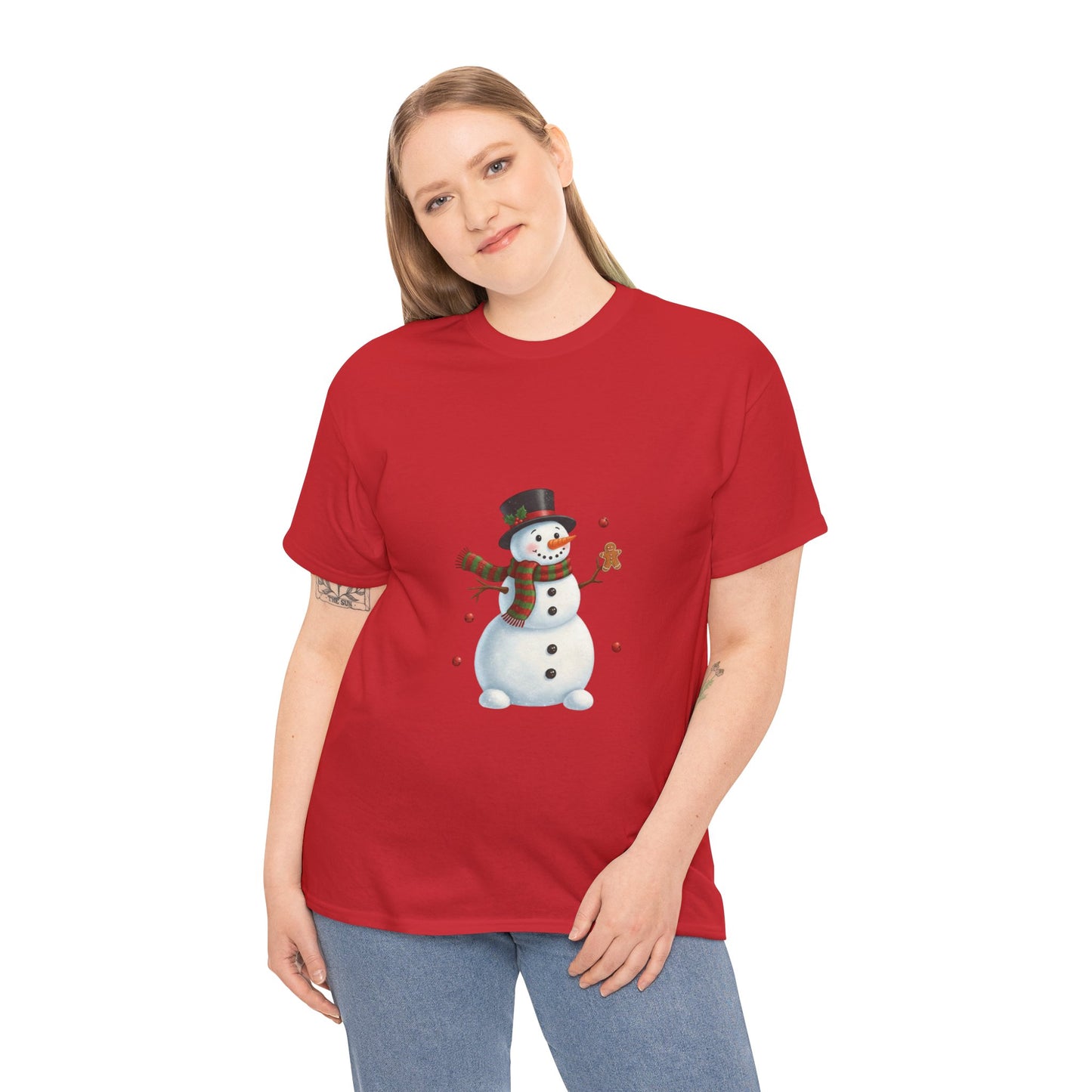 Snowman Holiday T-Shirt — Cute Snowman with Gingerbread Cookie Christmas Tee