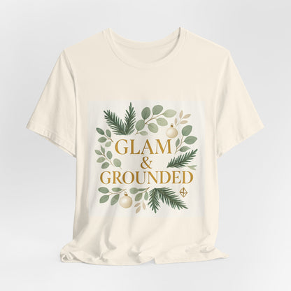 Glam & Grounded Floral Tee — Gold Script Holiday Botanical T-Shirt