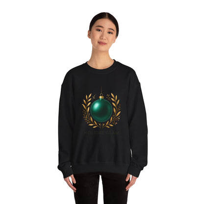 Holiday Glam Sweatshirt — Green Ornament Christmas Crewneck