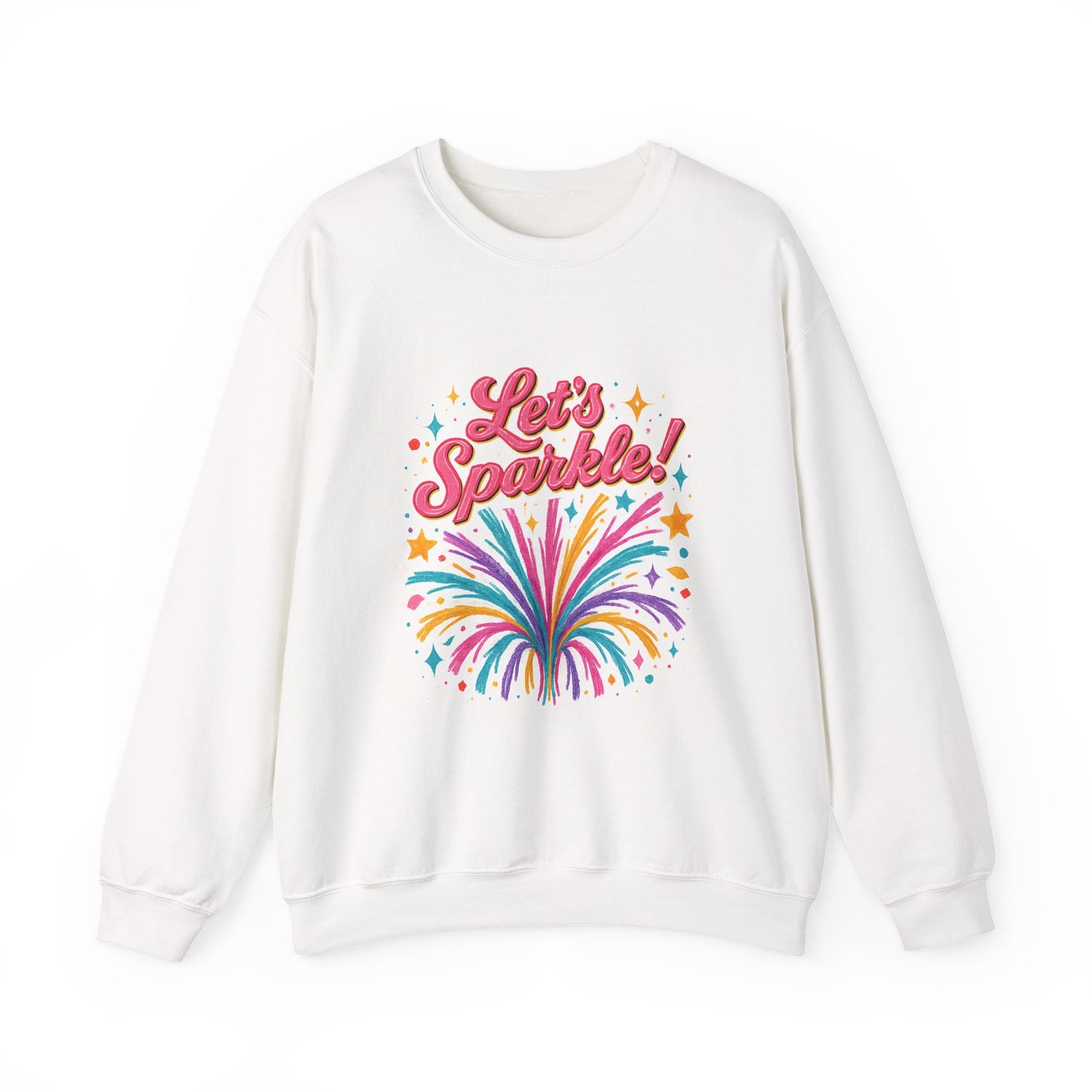 Crewneck Sweatshirt — "Let’s Sparkle!" Colorful Firework Graphic