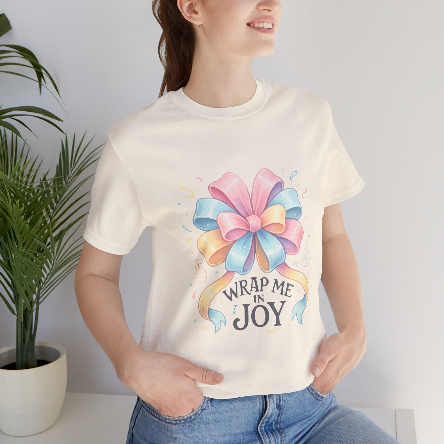 Gift Bow Tee — "Wrap Me in Joy" Holiday Graphic Shirt