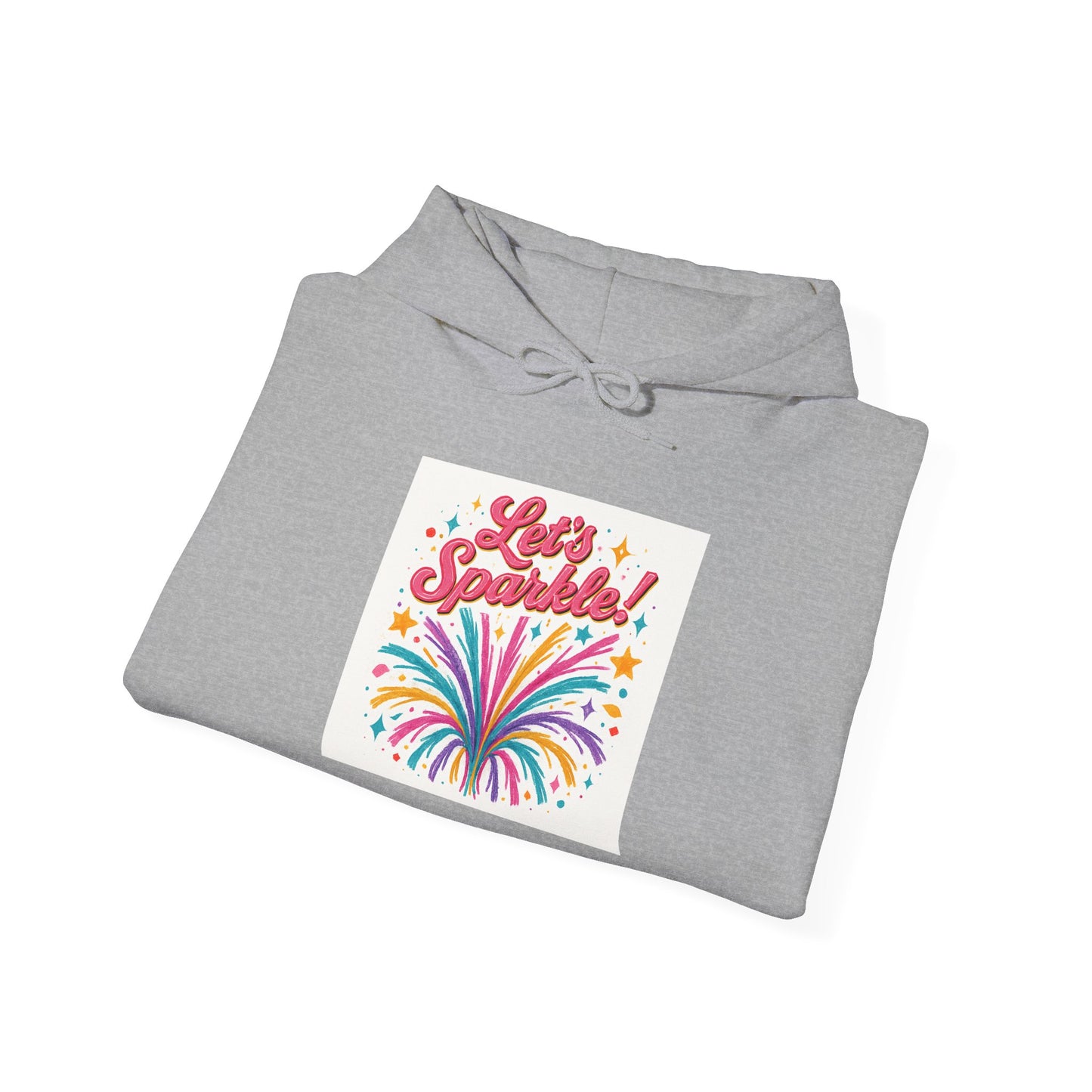 Let's Sparkle Hoodie — Colorful Firework Graphic Hooded Sweatshirt