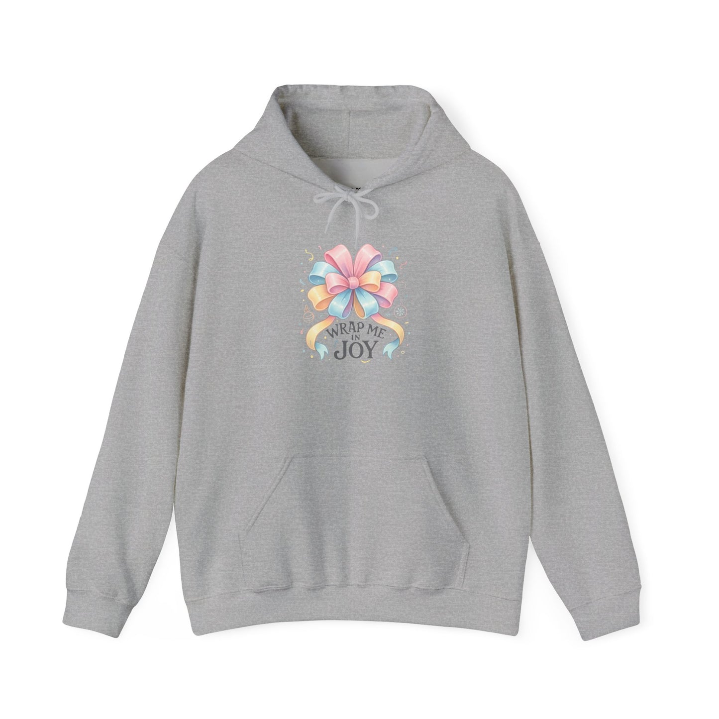 Hoodie — 'Wrap Me in Joy' Pastel Ribbon Holiday Hoodie