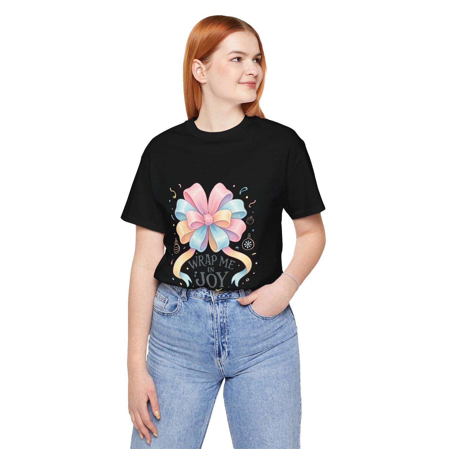 Gift Bow Tee — "Wrap Me in Joy" Holiday Graphic Shirt