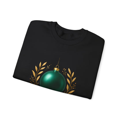 Holiday Glam Sweatshirt — Green Ornament Christmas Crewneck