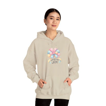 Hoodie — 'Wrap Me in Joy' Pastel Ribbon Holiday Hoodie