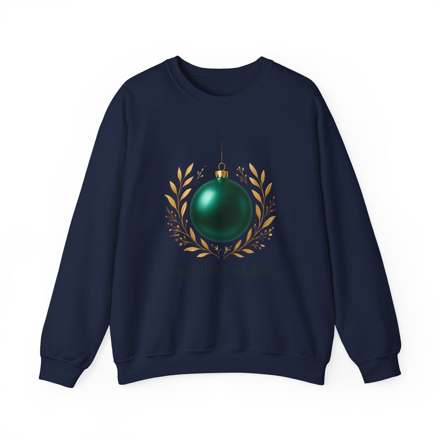 Holiday Glam Sweatshirt — Green Ornament Christmas Crewneck