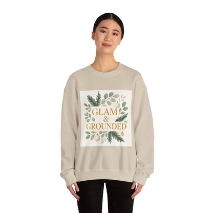 Glam & Grounded Crewneck Sweatshirt — Botanical Gold Lettering Cozy Pullover