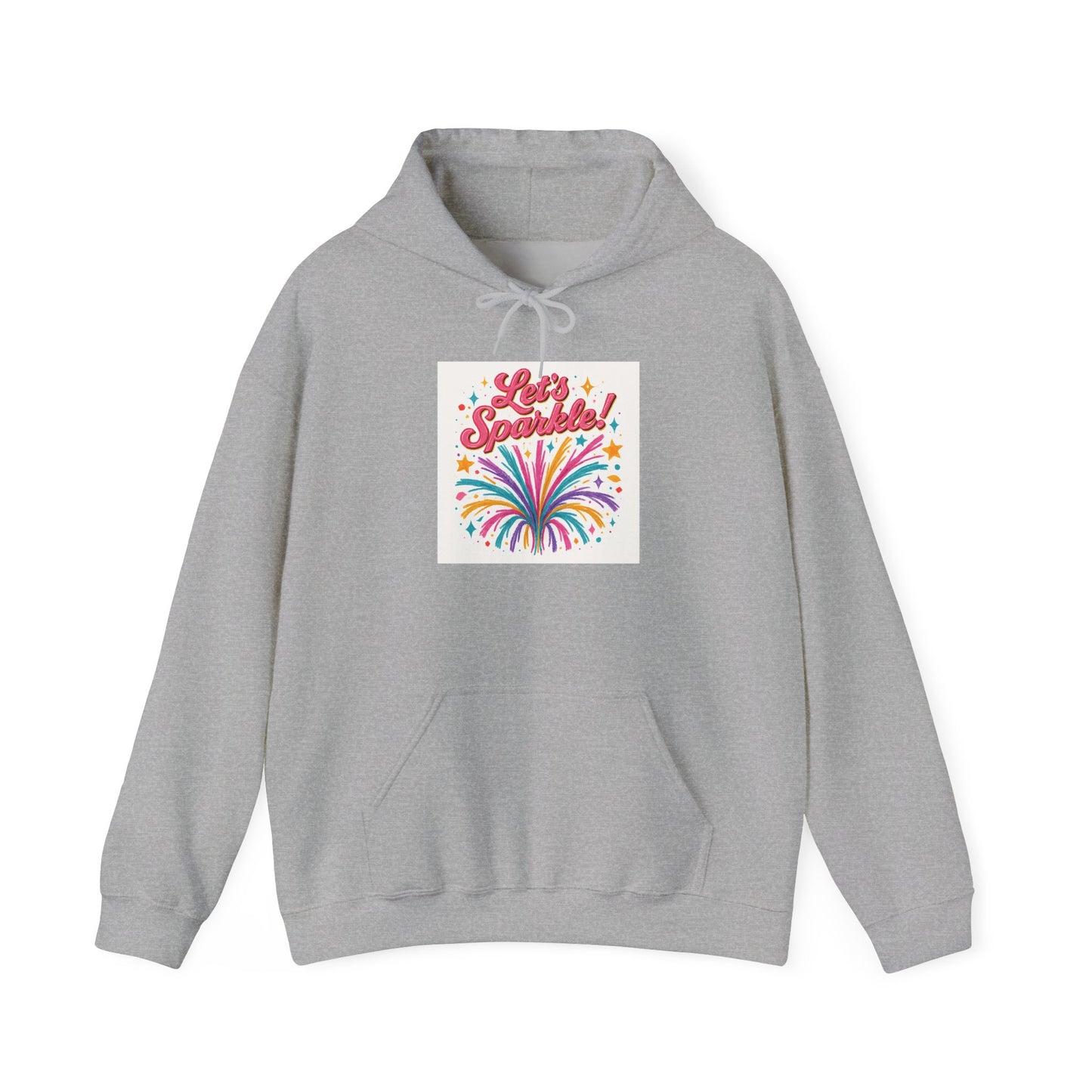 Let's Sparkle Hoodie — Colorful Firework Graphic Hooded Sweatshirt
