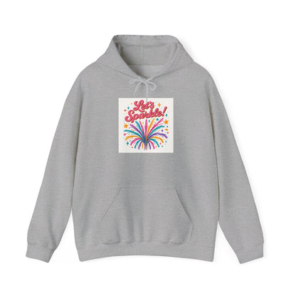 Let's Sparkle Hoodie — Colorful Firework Graphic Hooded Sweatshirt
