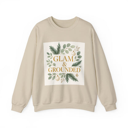 Glam & Grounded Crewneck Sweatshirt — Botanical Gold Lettering Cozy Pullover