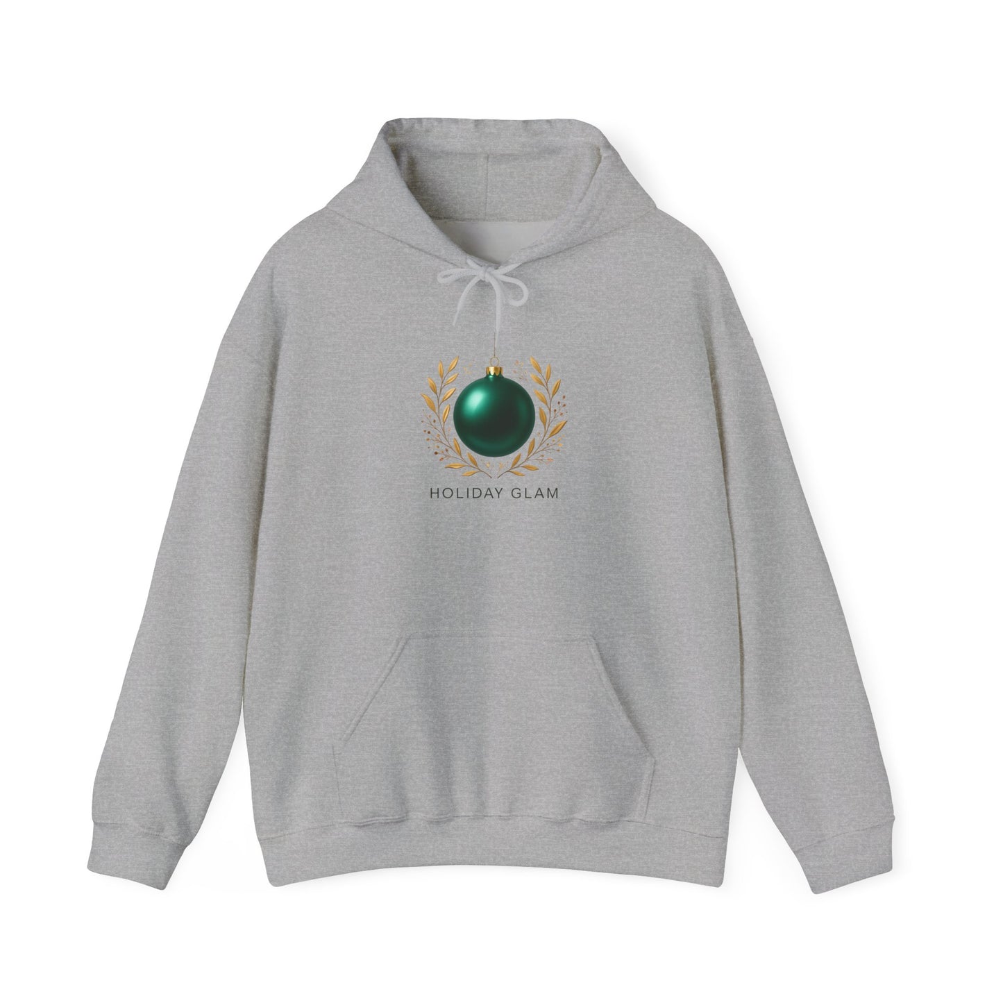 Holiday Glam Hoodie — Green Ornament Christmas Sweatshirt