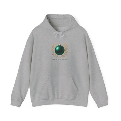 Holiday Glam Hoodie — Green Ornament Christmas Sweatshirt