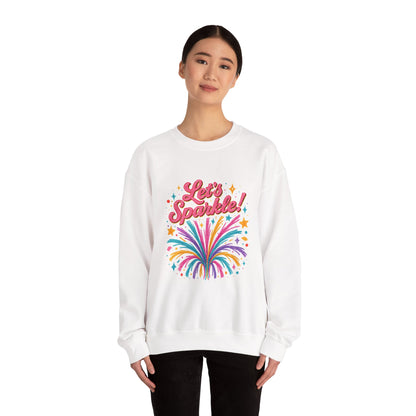Crewneck Sweatshirt — "Let’s Sparkle!" Colorful Firework Graphic