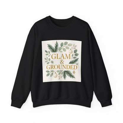 Glam & Grounded Crewneck Sweatshirt — Botanical Gold Lettering Cozy Pullover