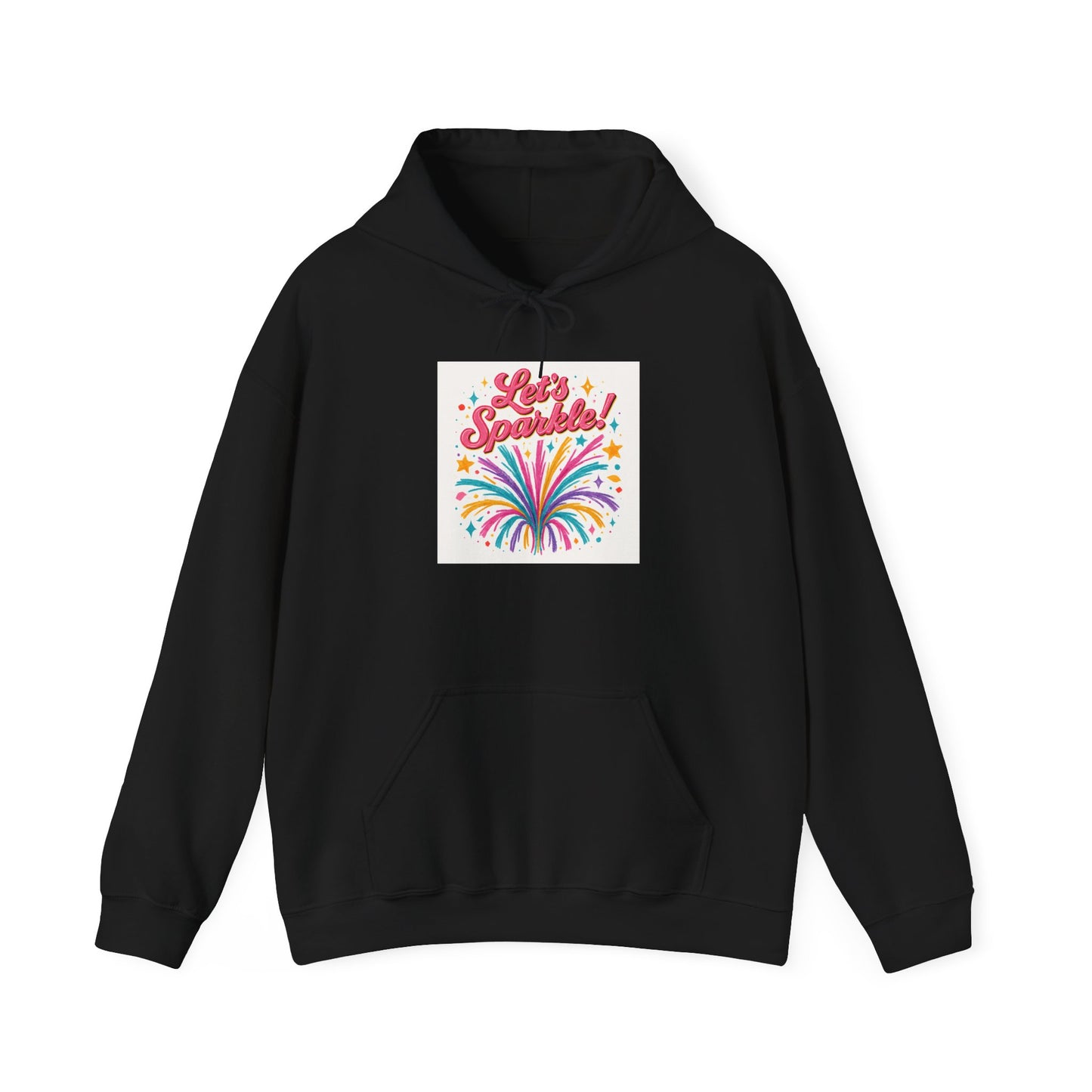 Let's Sparkle Hoodie — Colorful Firework Graphic Hooded Sweatshirt
