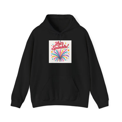 Let's Sparkle Hoodie — Colorful Firework Graphic Hooded Sweatshirt