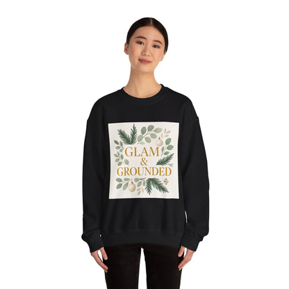 Glam & Grounded Crewneck Sweatshirt — Botanical Gold Lettering Cozy Pullover