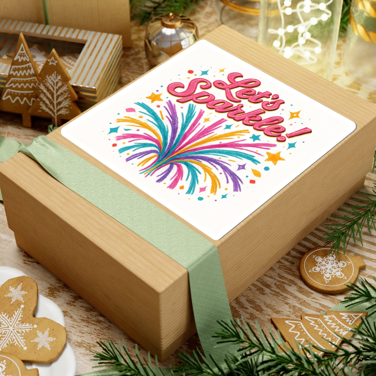 Let's Sparkle! Colorful Fireworks Kiss-Cut Sticker