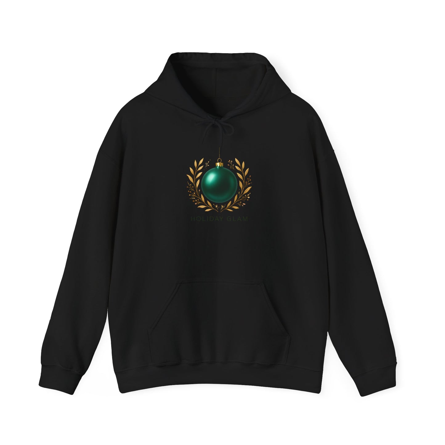 Holiday Glam Hoodie — Green Ornament Christmas Sweatshirt
