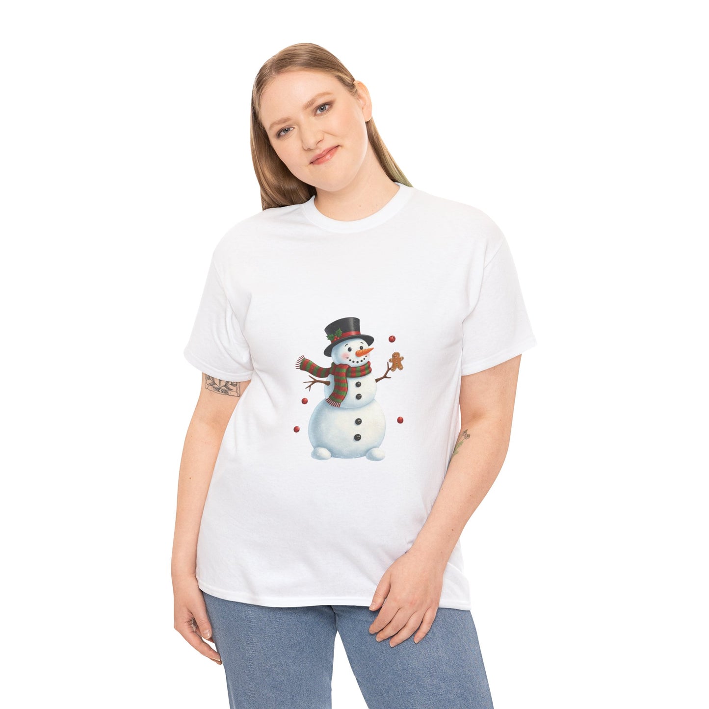 Snowman Holiday T-Shirt — Cute Snowman with Gingerbread Cookie Christmas Tee