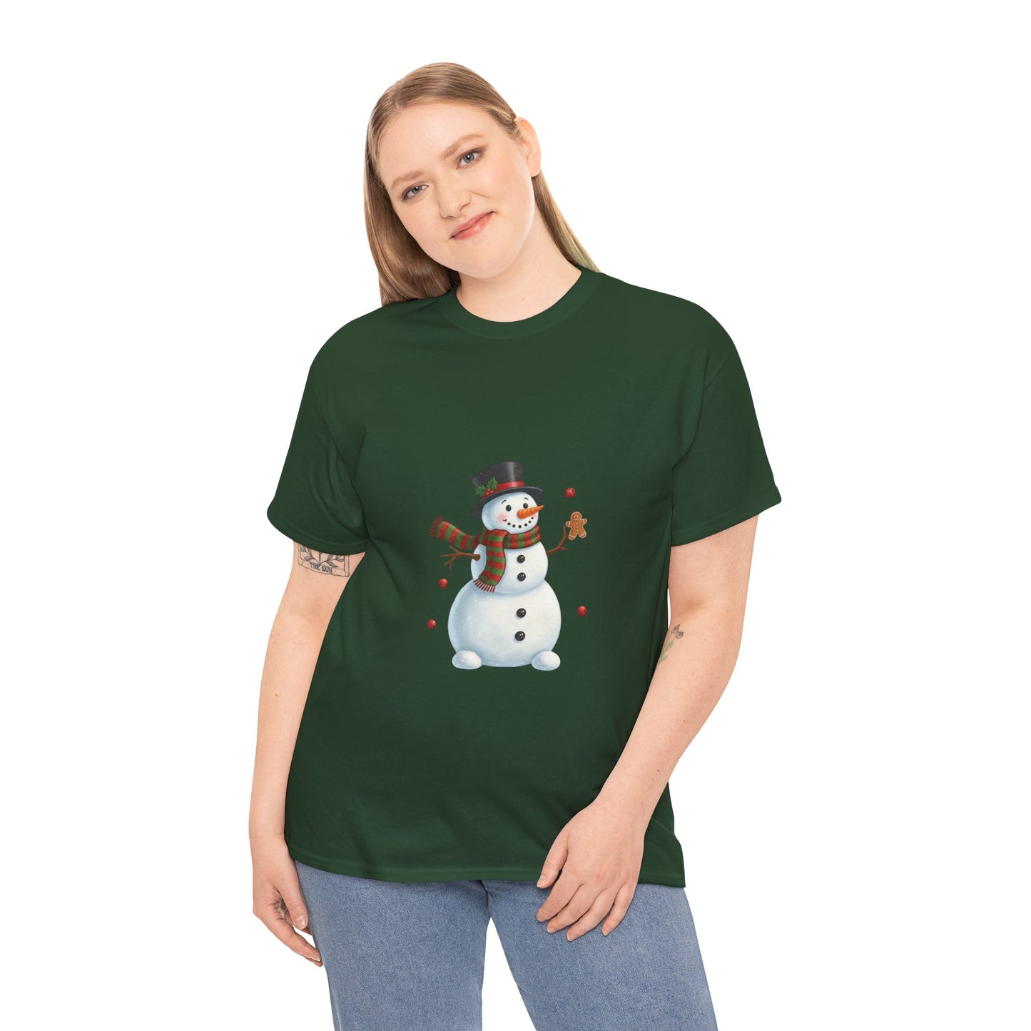 Snowman Holiday T-Shirt — Cute Snowman with Gingerbread Cookie Christmas Tee