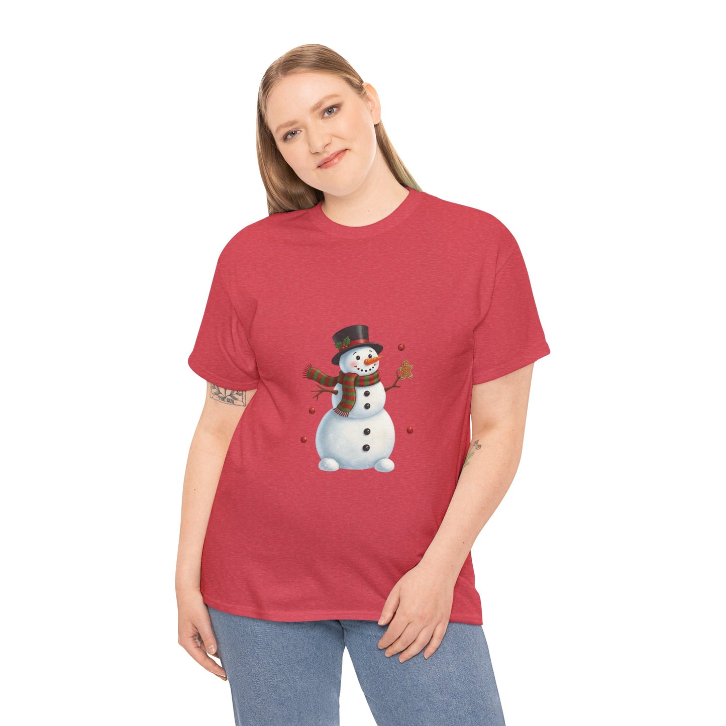 Snowman Holiday T-Shirt — Cute Snowman with Gingerbread Cookie Christmas Tee