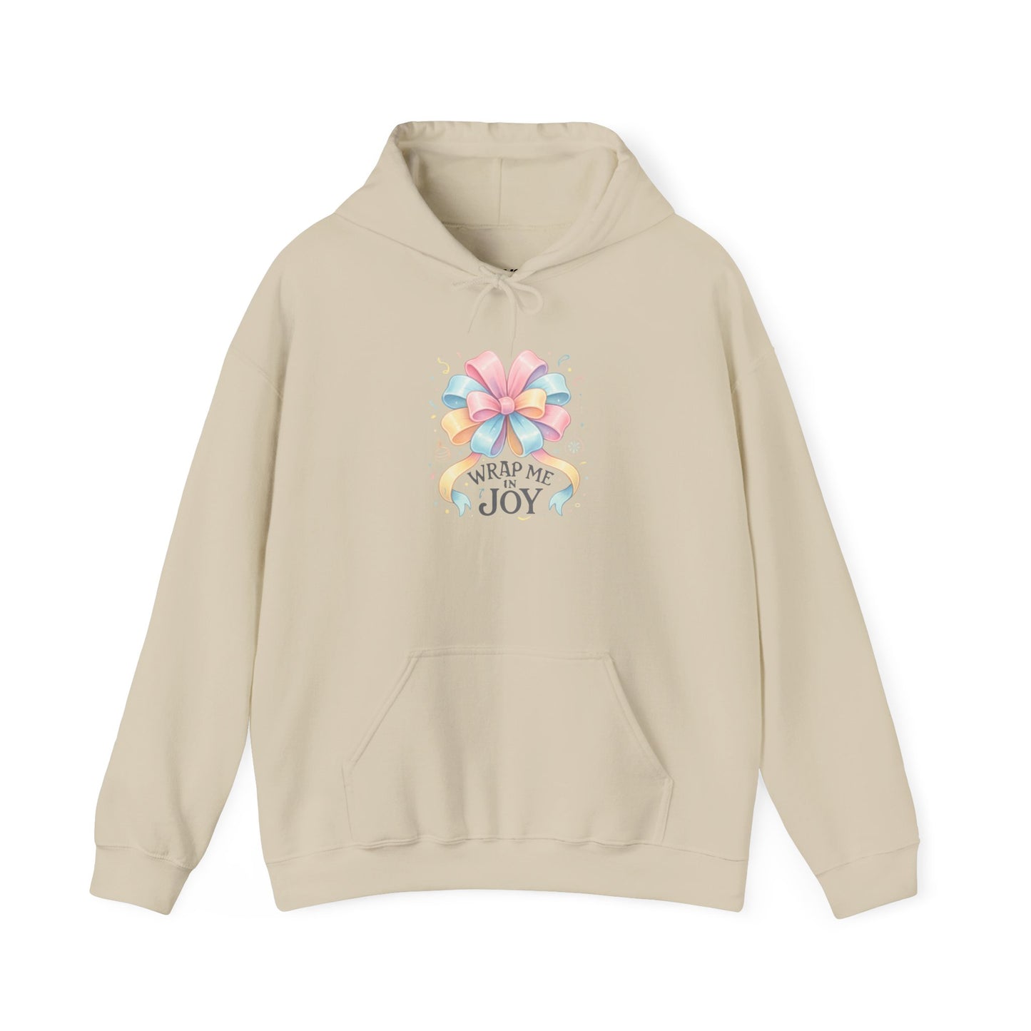 Hoodie — 'Wrap Me in Joy' Pastel Ribbon Holiday Hoodie