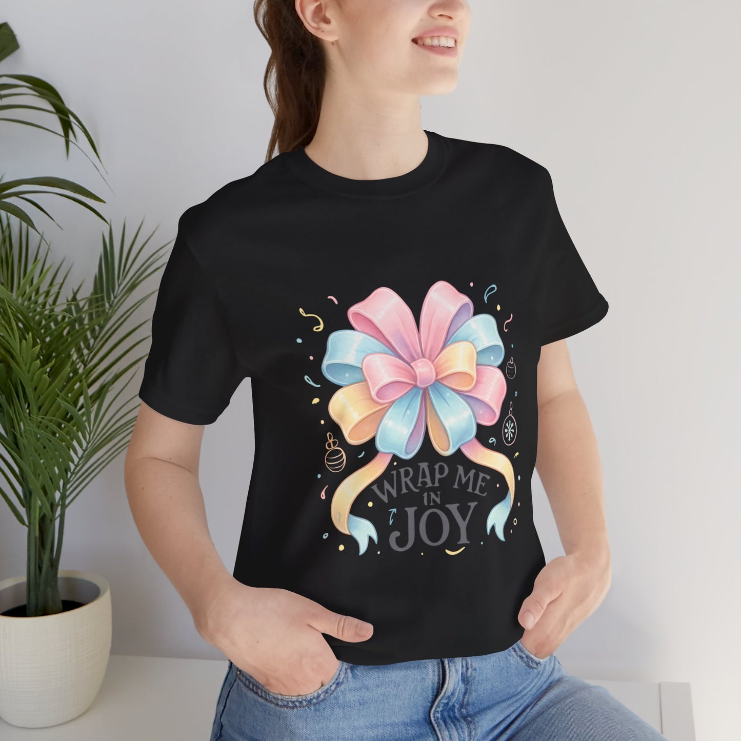 Gift Bow Tee — "Wrap Me in Joy" Holiday Graphic Shirt