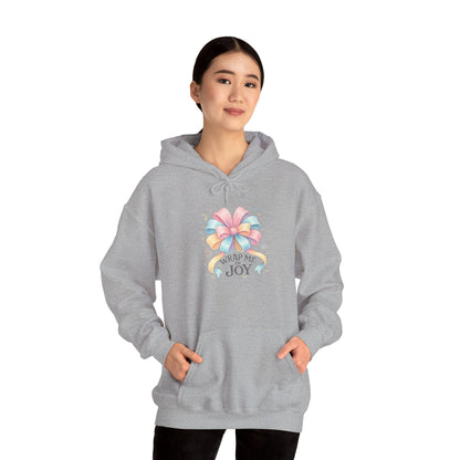 Hoodie — 'Wrap Me in Joy' Pastel Ribbon Holiday Hoodie
