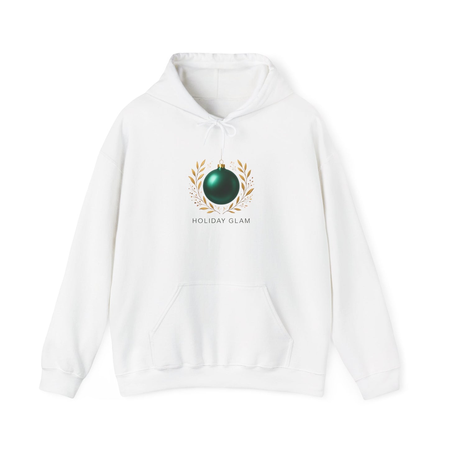 Holiday Glam Hoodie — Green Ornament Christmas Sweatshirt