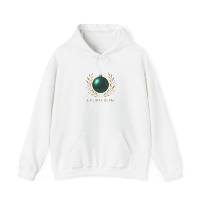 Holiday Glam Hoodie — Green Ornament Christmas Sweatshirt