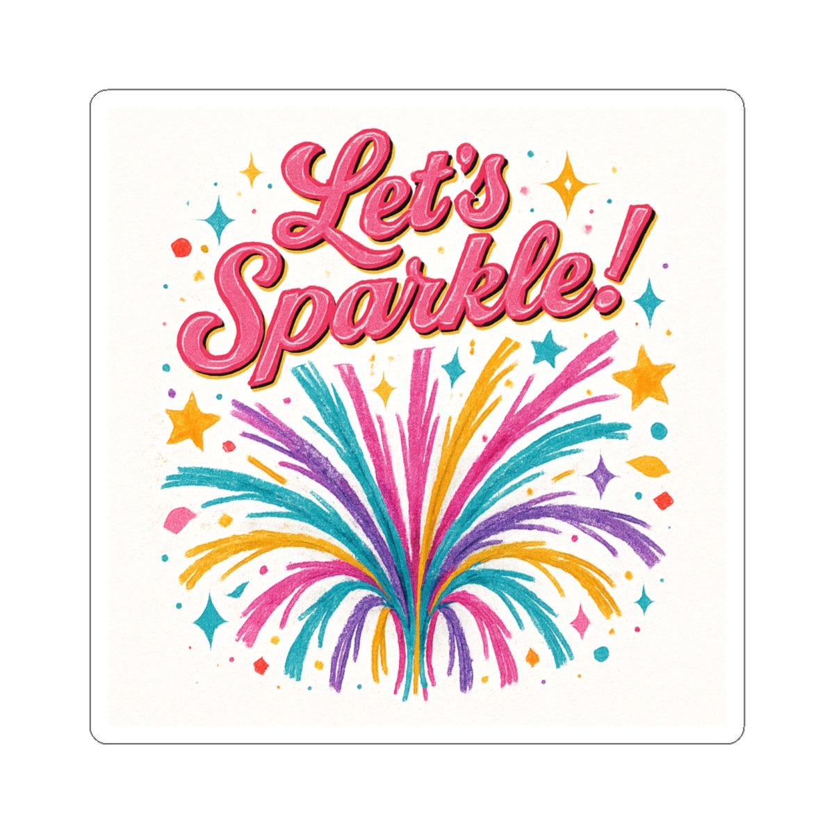 Let's Sparkle! Colorful Fireworks Kiss-Cut Sticker