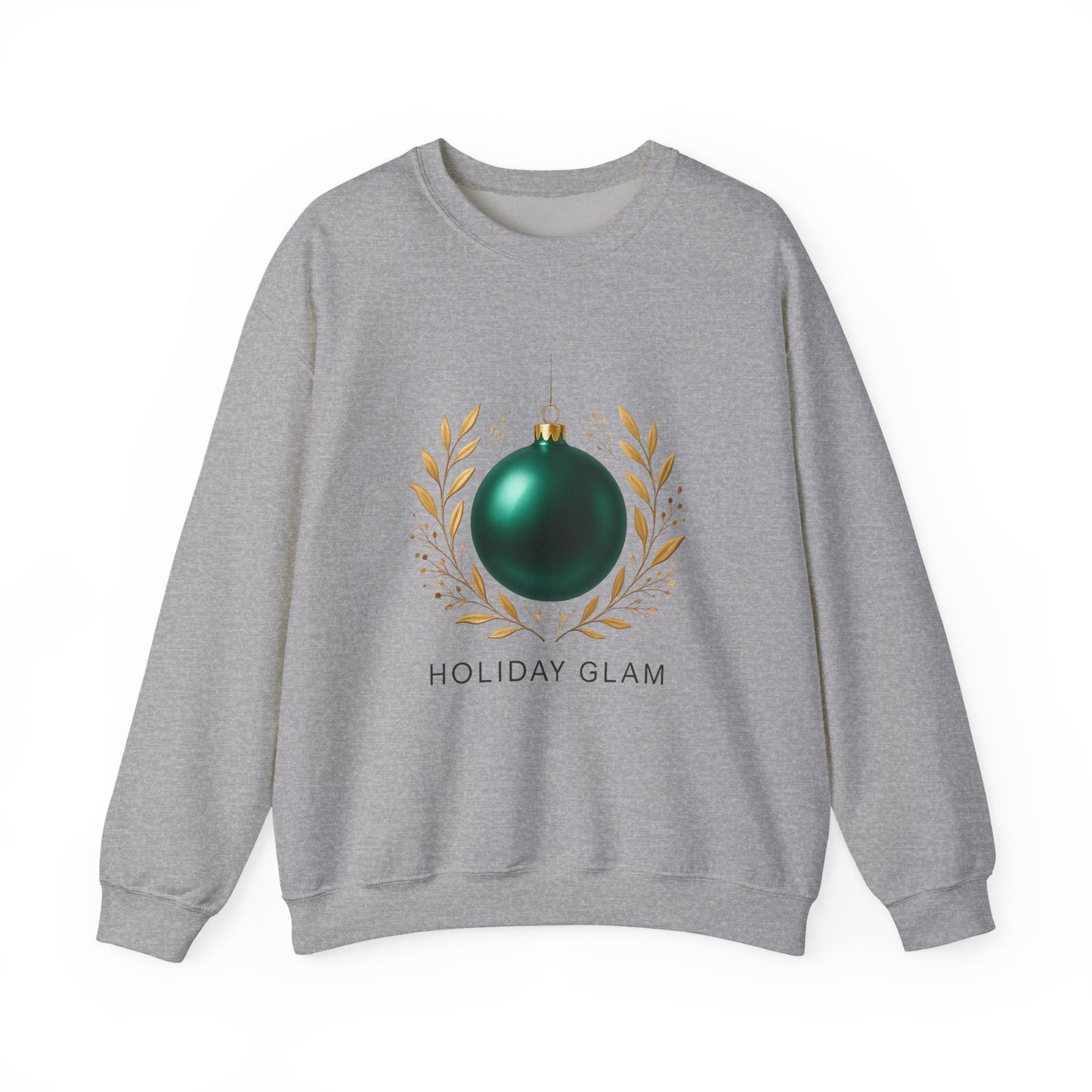 Holiday Glam Sweatshirt — Green Ornament Christmas Crewneck
