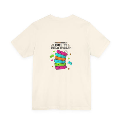 Backlog Specialist T-Shirt — Stack of Books Design